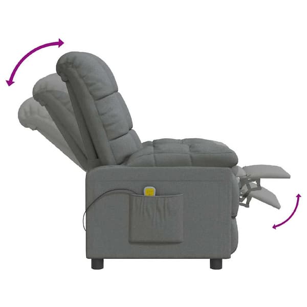 vidaXL Massagefåtölj mörkgrå tyg