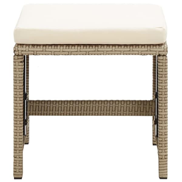 vidaXL Barstolar, set om 2, med kuddar, polyrotting, beige