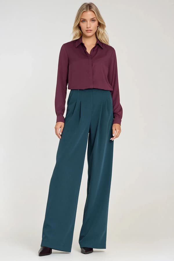 Blus med dolda veck - plommon 36