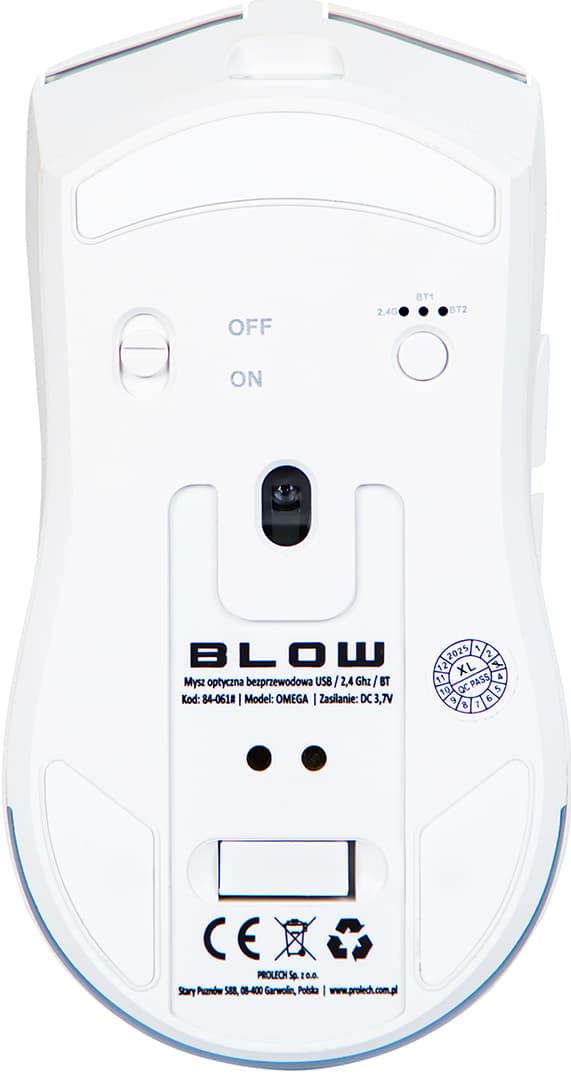 Blow Adrenaline Omega trådlös/Bluetooth/USB vit mus