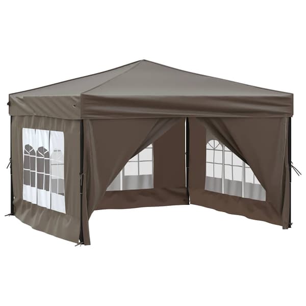 vidaXL foldbart festtelt med sider, taupe, 3x3 m