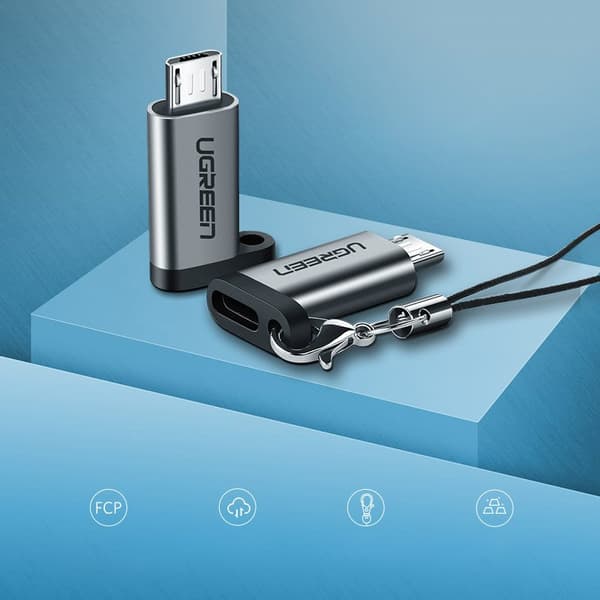 USB-C - micro-USB -sovitin - harmaa
