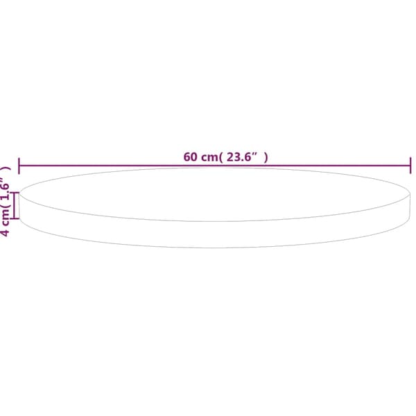 vidaXL rund bordplade Ø60x4 cm rå egetræ