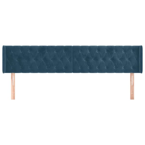 vidaXL Vingad sänggavel mörkblå 203x16x78/88 cm sammet