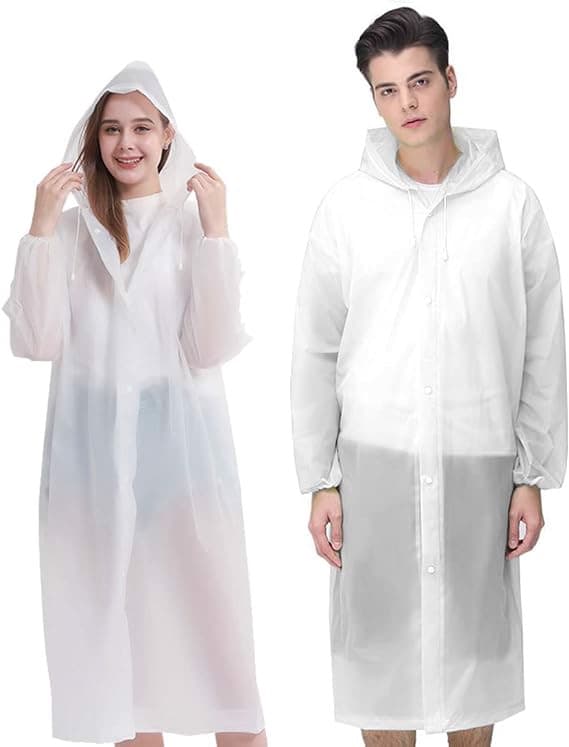 Lang regnfrakke poncho hvid 3 stk.