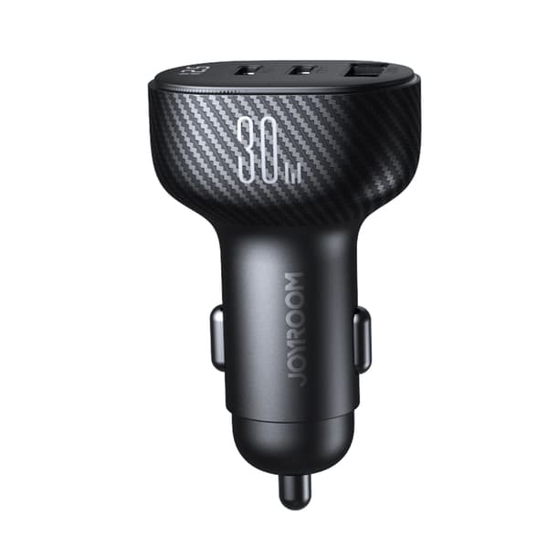 Billaddare med display 2x USB-C USB-A 30W svart