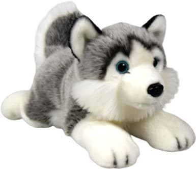 Dubi Husky pehmolelu makuuasennossa 34 cm