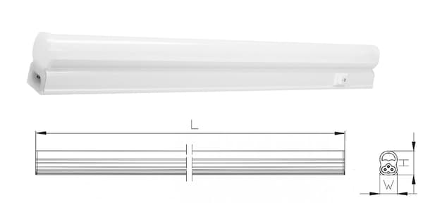 ASTAR LED-lampe til underskab, lineær, 12W, 4000K, 87cm, afbryderkabel, hvid