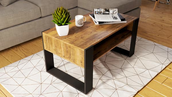 Sofabord i egetræ 90x50cm retro sofabord loft VIP-bord