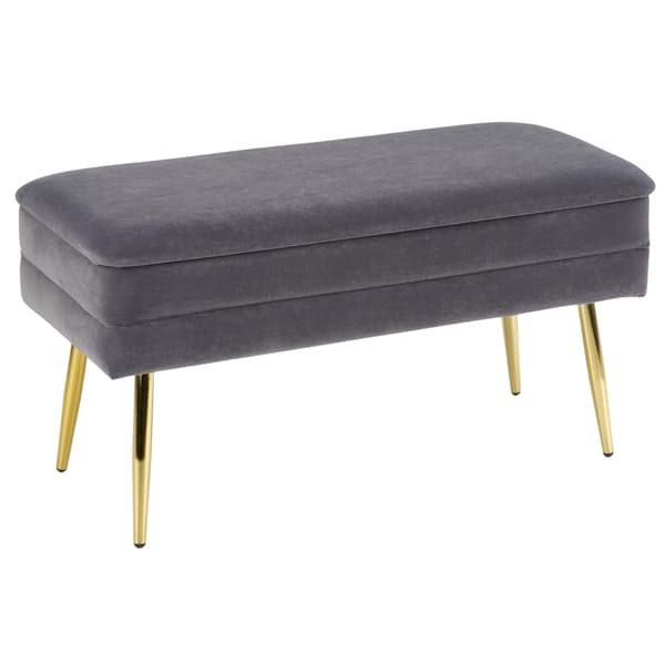 VELVA puf med opbevaring, askeguld