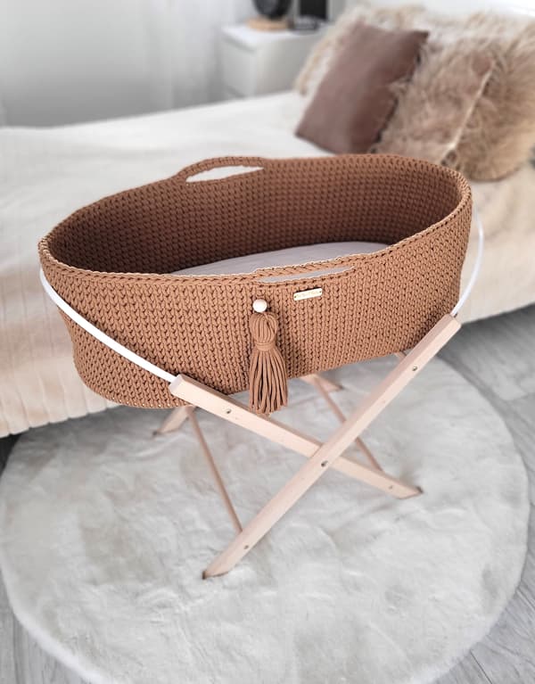 BOHO Handgjord Moseskorg med Stativ - Karamell