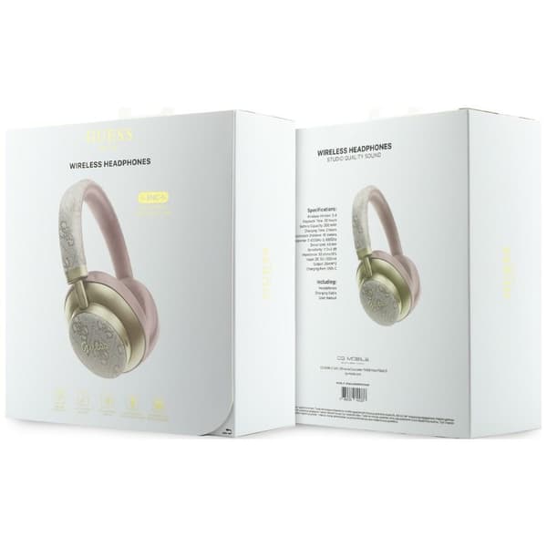 Guess Bluetooth ENC 4G Gold Script Metal Pink Over-Ear Hovedtelefoner