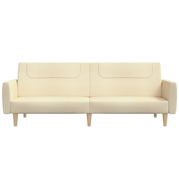 vidaXL 2-sits bäddsoffa, krämfärgad, klädd i tyg
