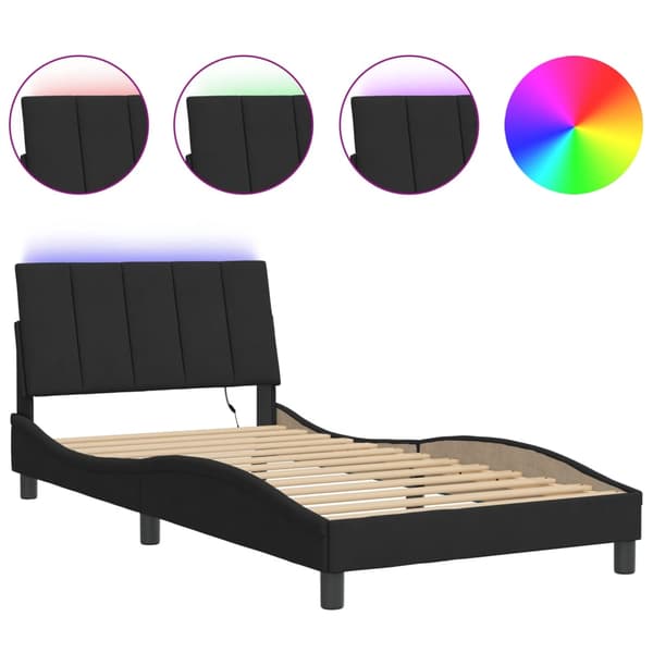 vidaXL sengestel med LED sort 100x200 cm fløjl