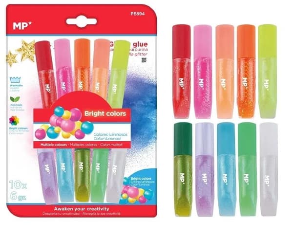 Flydende glitterlim 10 farver
