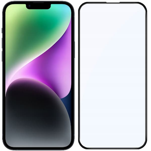 2x Härdat glas för Apple iPhone 14/16E, helskärmstäckning, 5D-glas