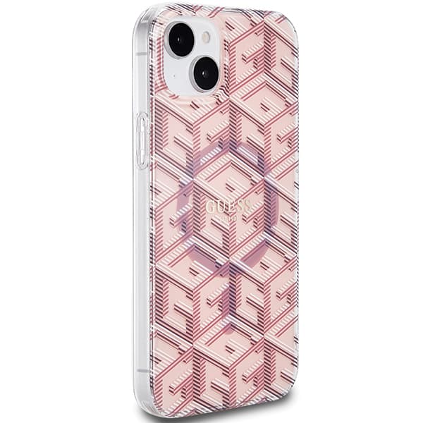 Guess IML GCube MagSafe-etui til iPhone 15, lyserød