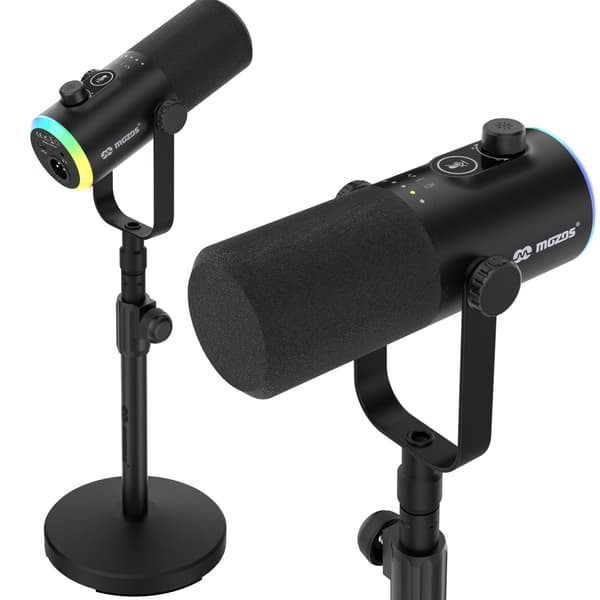 MOZOS GM-ONE svart dynamisk mikrofon USB XLR RGB LED
