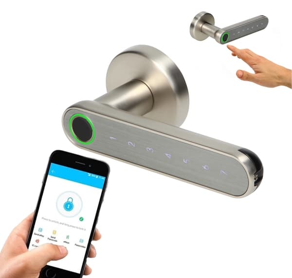 Koodikahva Elektroninen lukko CODE Sormenjälki Bluetooth Nikkeli