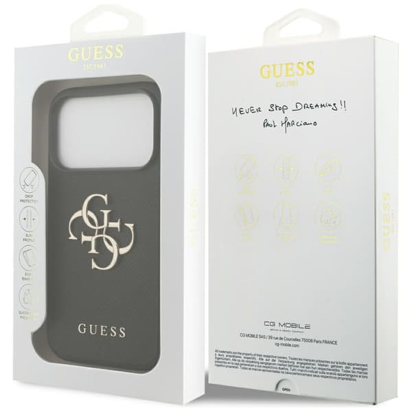 Guess Grained Big 4G & Classic Logodo iPhone 17 Pro-skal svart