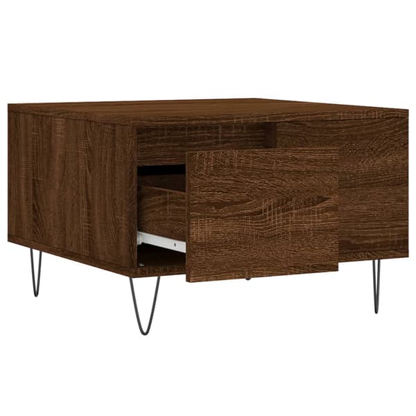 vidaXL sofabord brunt egetræ 55x55x36,5 cm