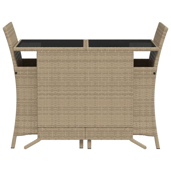 vidaXL 3-delat bistroset med kuddar, beige, polyrotting