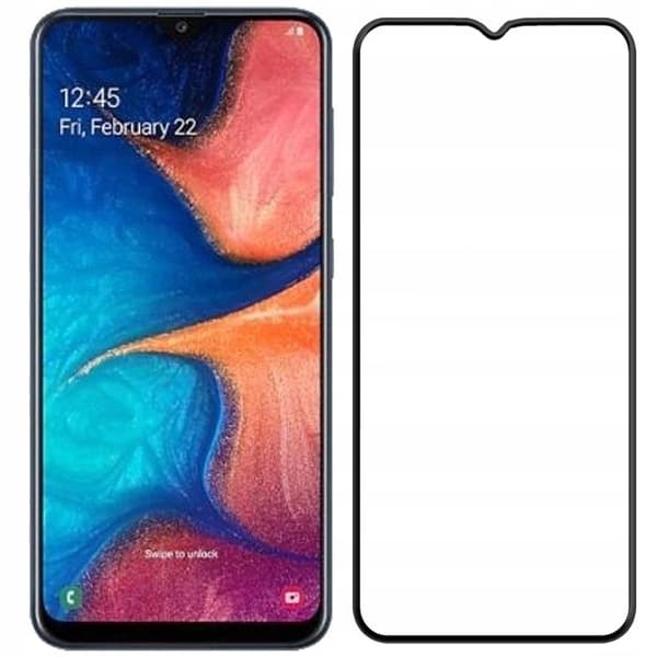 2x Härdat glas för Samsung Galaxy A20e med helskärmstäckning, 5D-glas