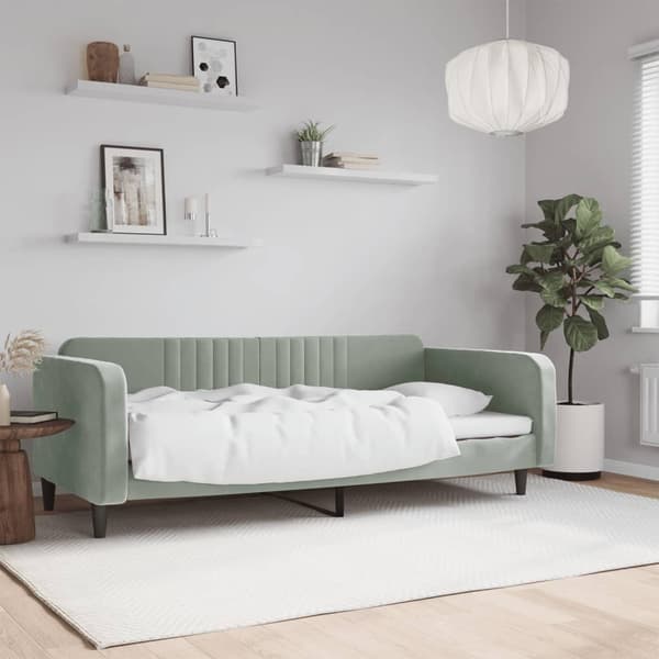 vidaXL Bäddsoffa ljusgrå 90x190 cm klädd i sammet