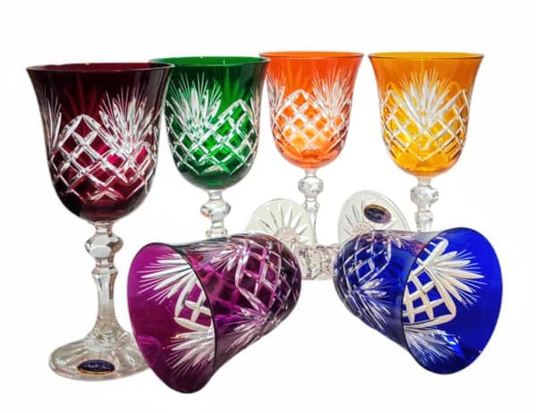 Farverige krystalvinglas 220 ml Ananas