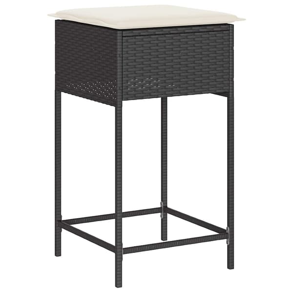 vidaXL havebarstole med hynder, sæt med 2, sort, polyrattan