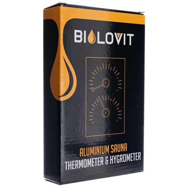 Bilovit svart termometer med hygrometer för bastu