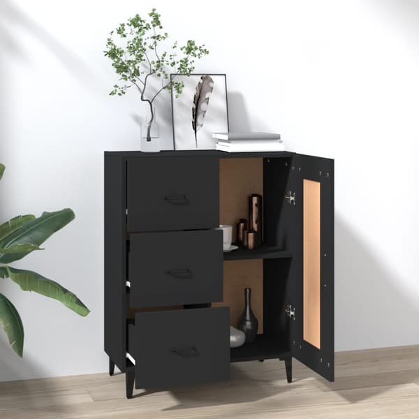 vidaXL skab, sort, 69,5x34x90 cm, træbaseret materiale