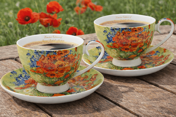 Porslinskoppar 250 ml "Vallmo" - Vincent van Gogh som gåva, set om 2