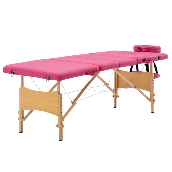vidaXL foldbart massagebord 4-zoner træ pink