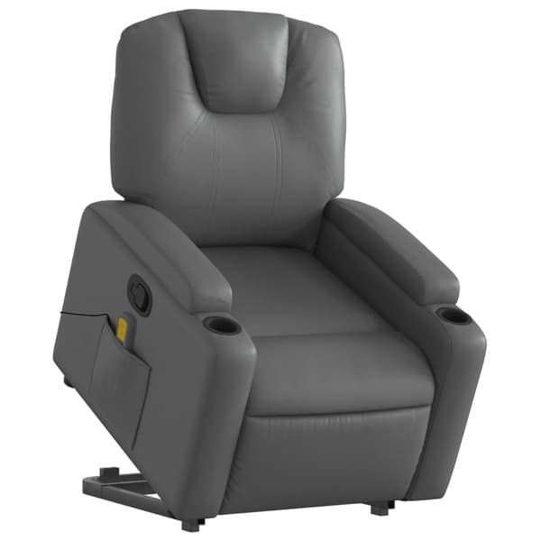 vidaXL Lyftbar massagefåtölj, grå, konstläder