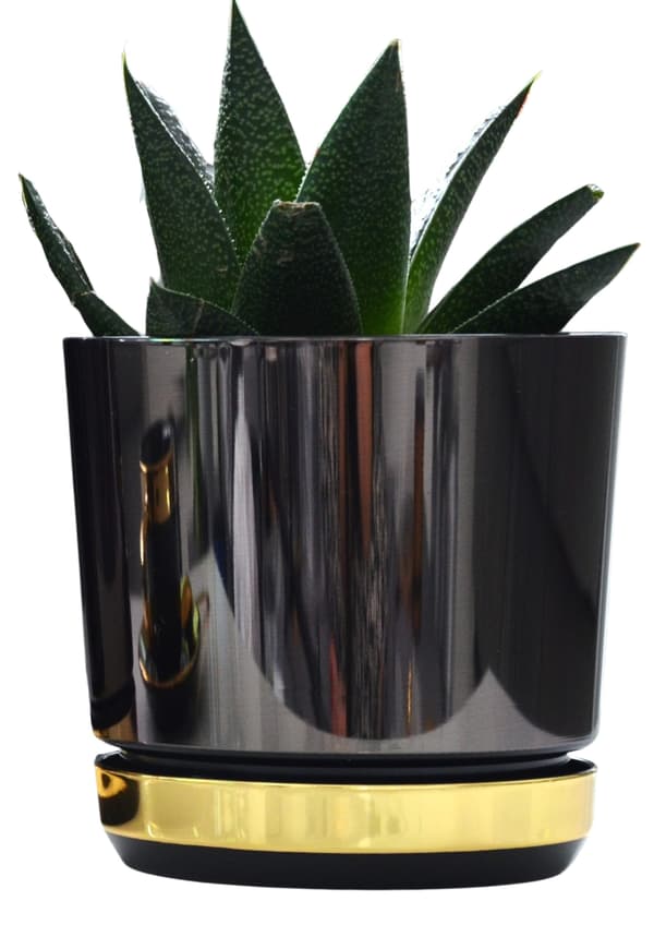 DUO SORT OG GULD POTTE DIAMETER 14 CM DUO SORT OG GULD