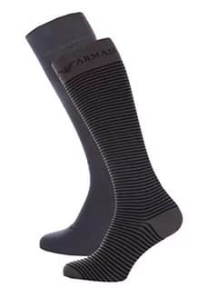 Emporio Armani Calza Stretch Cott 2-Pack Lunga antracitgrå [302301 CC114 00044]