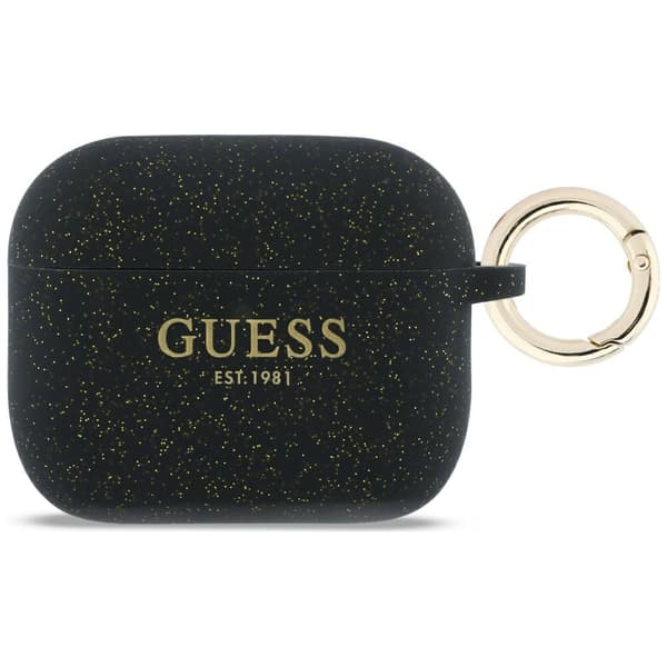 Guess Silikone Glitter Ring Etui til AirPods Pro 3 Sort