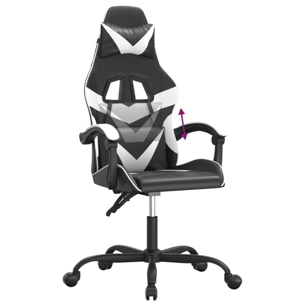vidaXL gamingstol, sort og hvid, kunstlæder