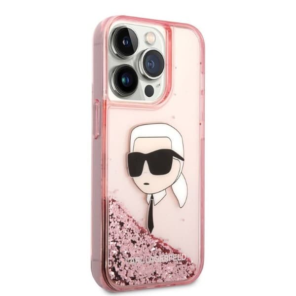 Karl Lagerfeld Glitter Karl Head-etui til iPhone 14 Pro, lyserød