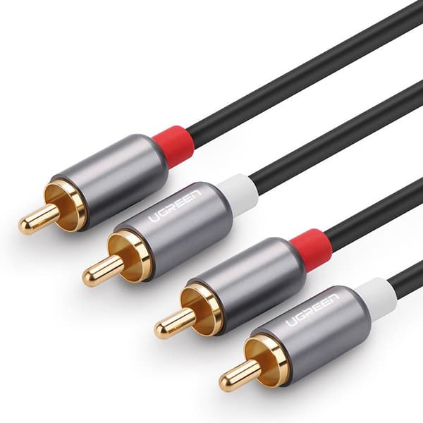 Ljudkabel 2RCA (hane) - 2RCA (hane) 2m - grå