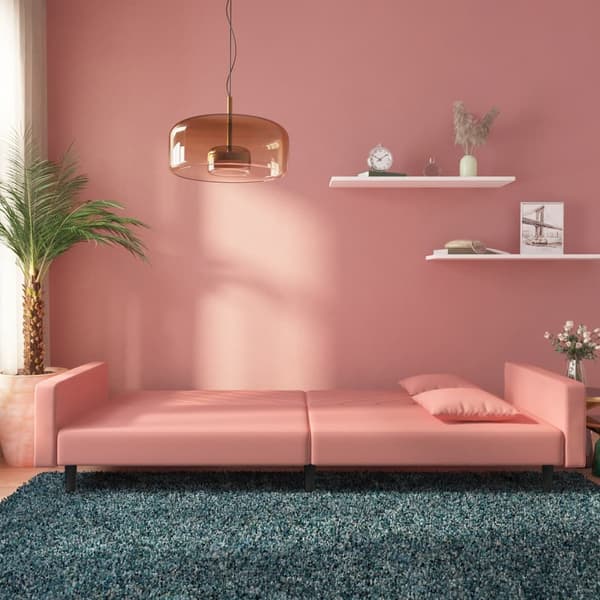 vidaXL 2-sitssoffa med 2 kuddar, rosa sammet