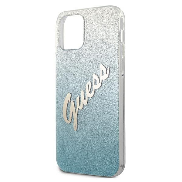 Guess Glitter Gradient Script-skal till iPhone 12 mini, Blå