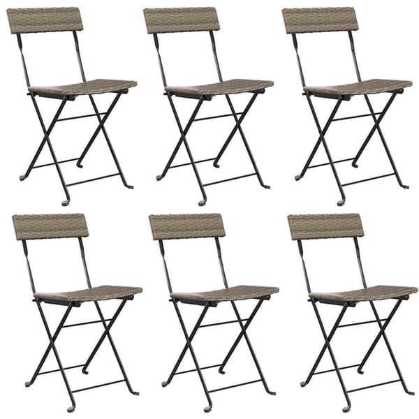 vidaXL foldbare bistrostole, sæt med 6, grå, polyrattan og stål