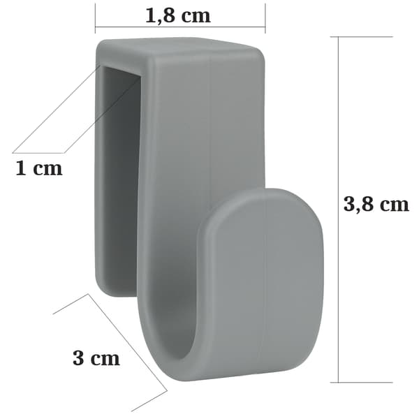 Hengityslaite, koukku, patterinpidike, Primpol-patteri, 4 kpl, harmaa