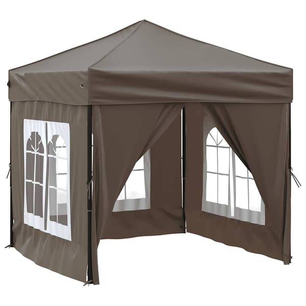 vidaXL foldbart festtelt med sider, taupe, 2x2 m