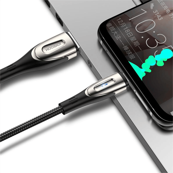 iPhone USB-A - Lightning Sharp -sarjan pikalatauskaapeli 1,2 m musta