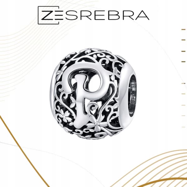 Berlocker bokstaven P silver 925 silver bokstavspärla hänge berlocker pr 925