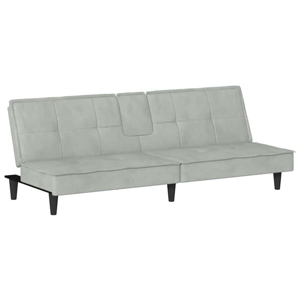 vidaXL Bäddsoffa med mugghållare ljusgrå sammet