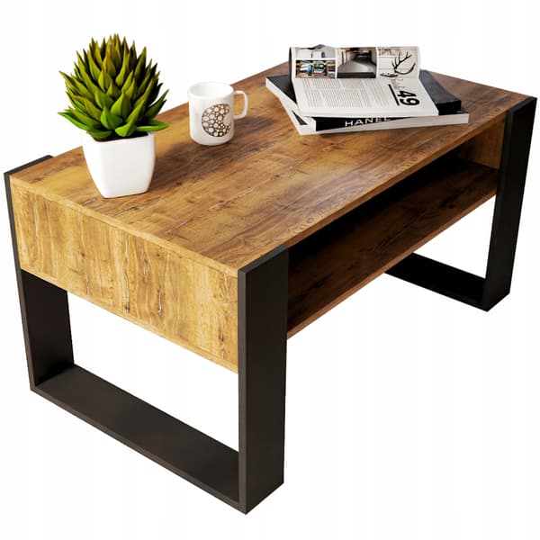 Sofabord i egetræ 90x50cm retro sofabord loft VIP-bord